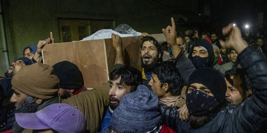 Kashmir observed shutdown while families bury bodies of civilians killed during hyderpora shootout