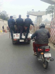 Policemen flout rules at traffic awareness rally