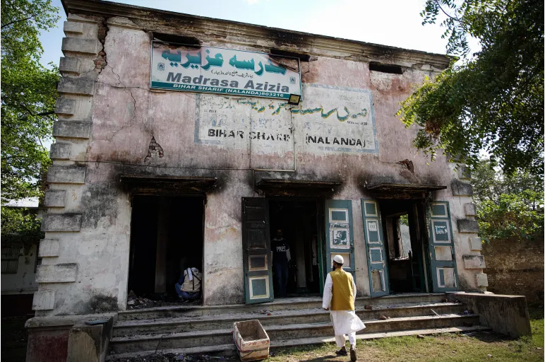 Muslims mourns burning of historic library at Madrassa Azizia in Bihar Sharif