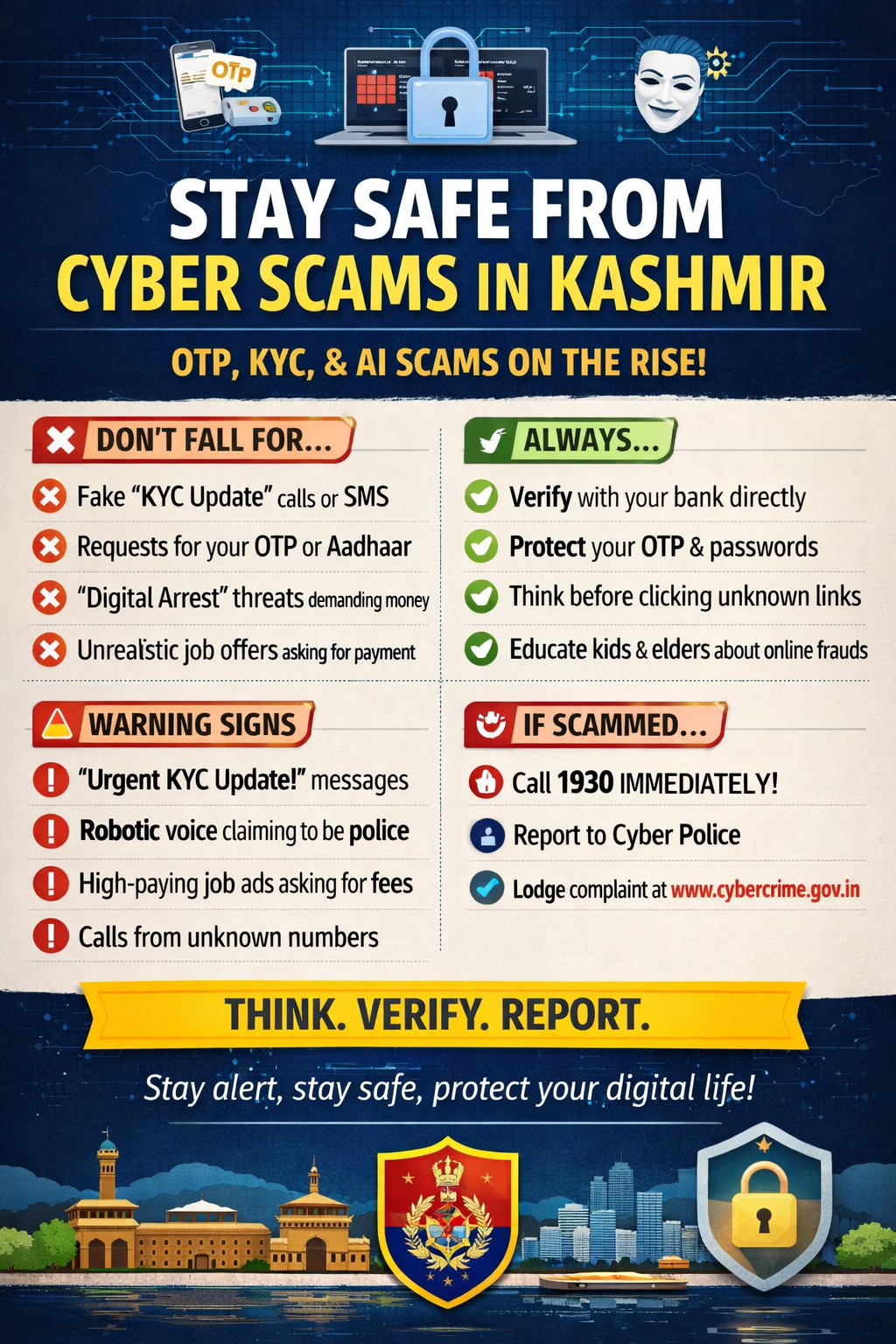 OTP, KYC & AI Scams Surge in Kashmir Cybercrime Tightens Grip as Awareness Gap Widens