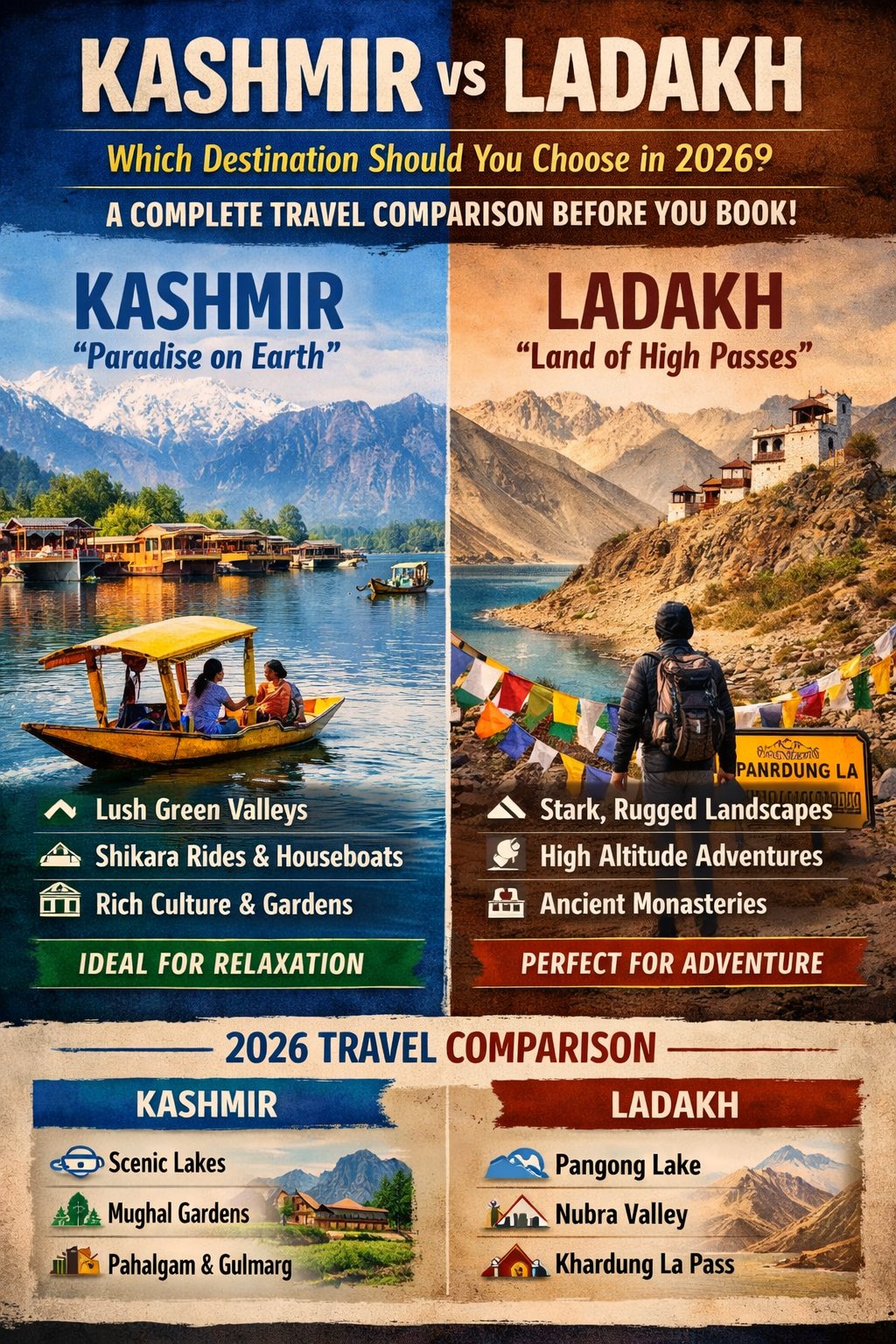 Kashmir Vs Ladakh Which Destination Should You Choose in 2026 A Complete Travel Comparison Before You Book