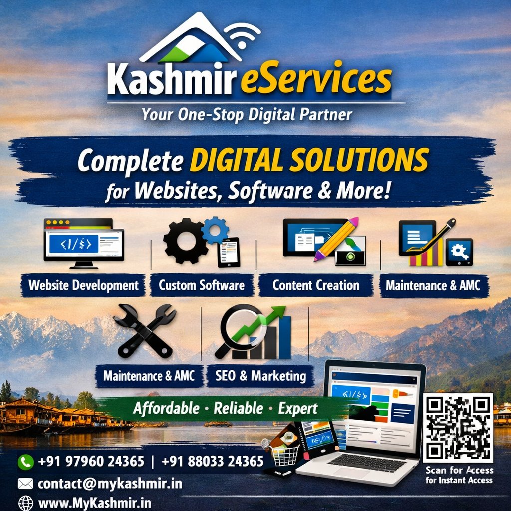 Kashmir eServices One-Stop Digital Solutions for Websites, Software & More in Kashmir Affordable & Expert Services