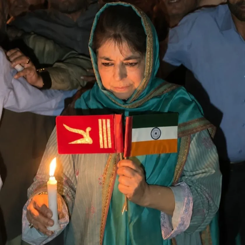 Mehbooba Mufti's Protest Takes Controversial Turn as Upside-Down National Flag Triggers Political Storm