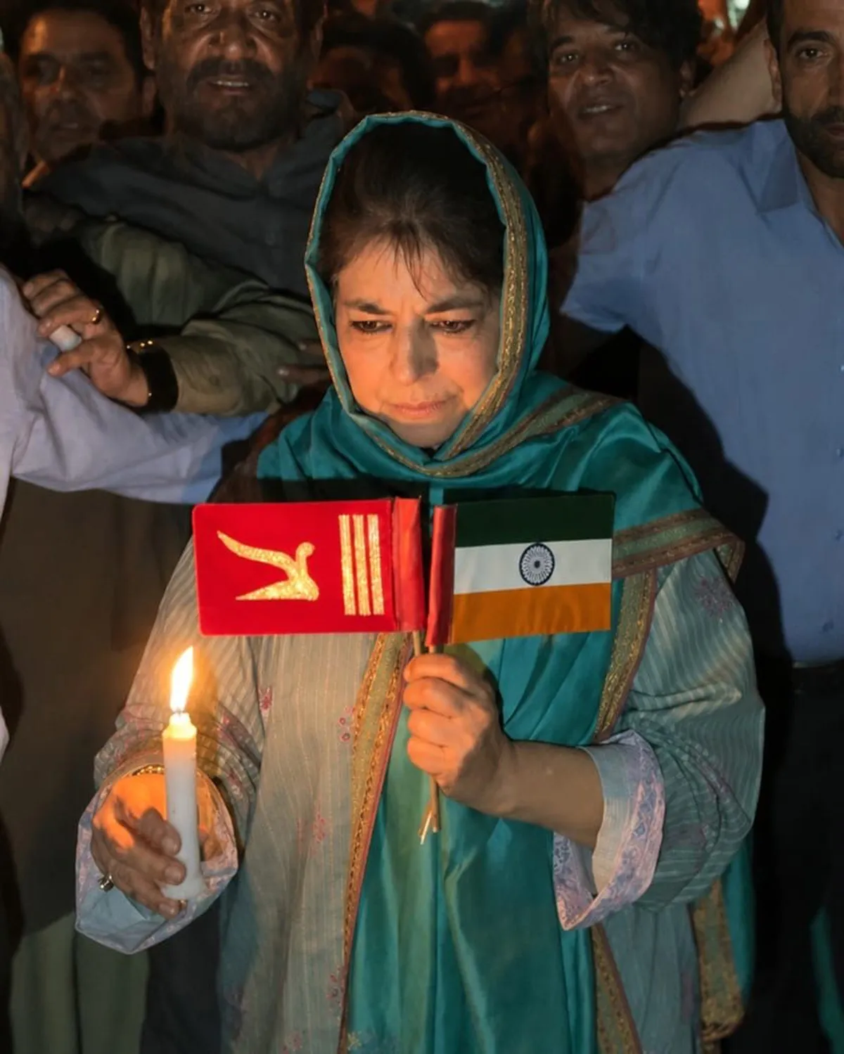 Mehbooba Mufti's Protest Takes Controversial Turn as Upside-Down National Flag Triggers Political Storm