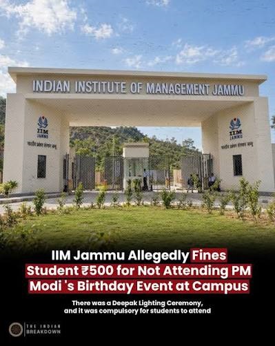 IIM Jammu Modi Birthday Row: ₹500 Fine Notice, Congress Protest and Campus Autonomy